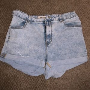 High rise denim shorts